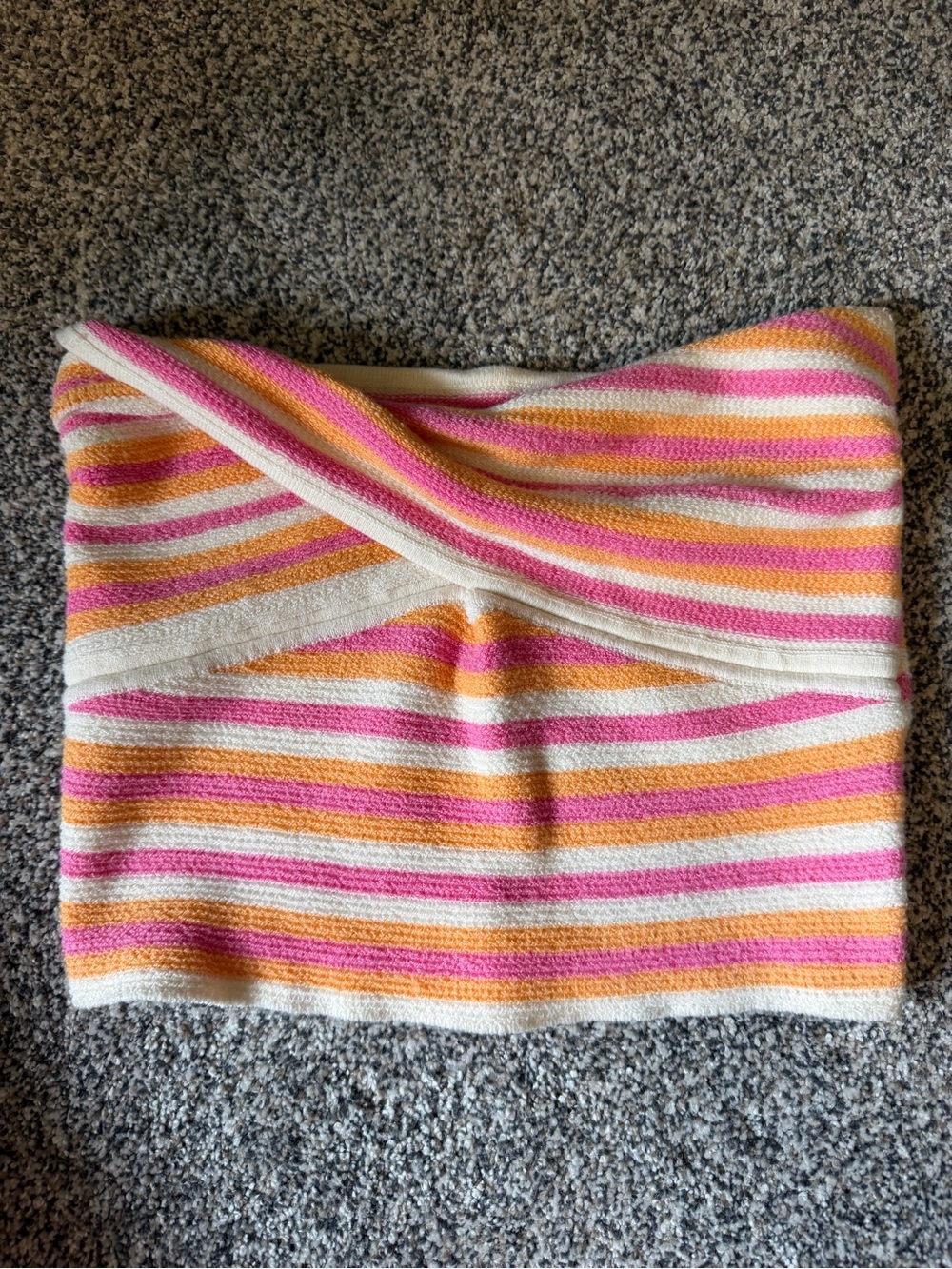 American Eagle Outfitters Pink, Orange & Cream Striped Knit Tube Top